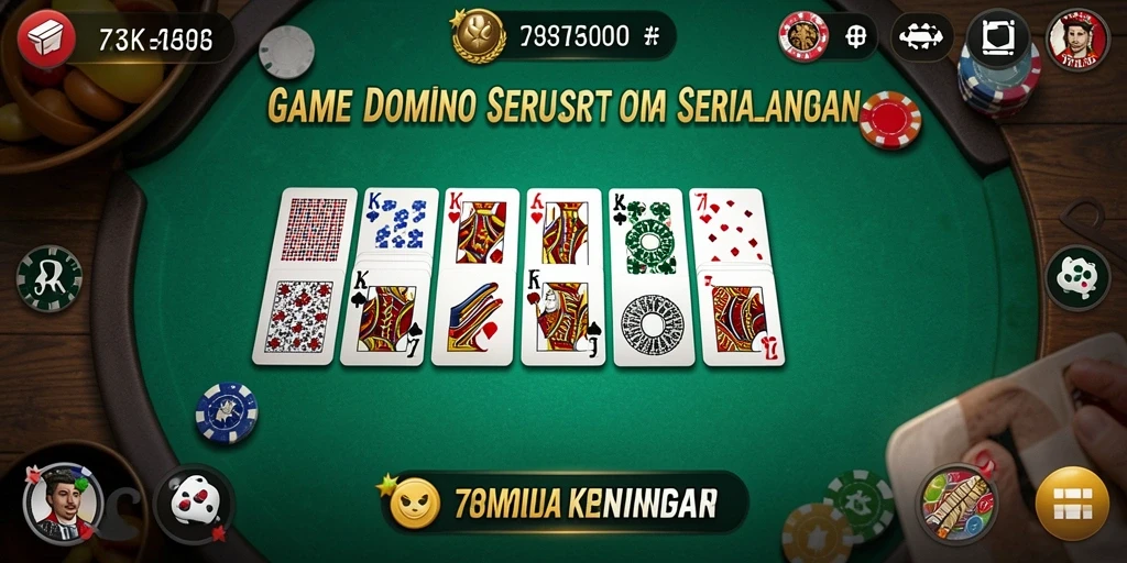 Tampilan gameplay 73K dengan grafis domino menarik.