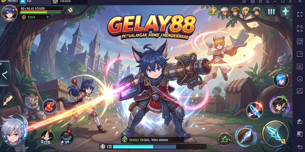 Screenshot menunjukkan pertarungan seru dalam GELAY88 dengan karakter Anime.