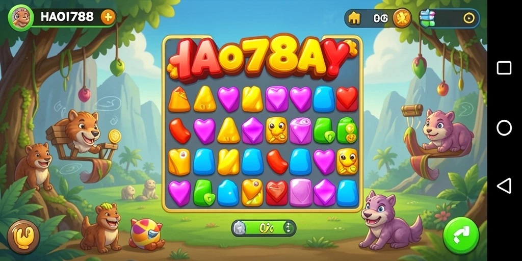 Screenshot gameplay HAO788 dengan kombinasi Match-3 yang menarik.