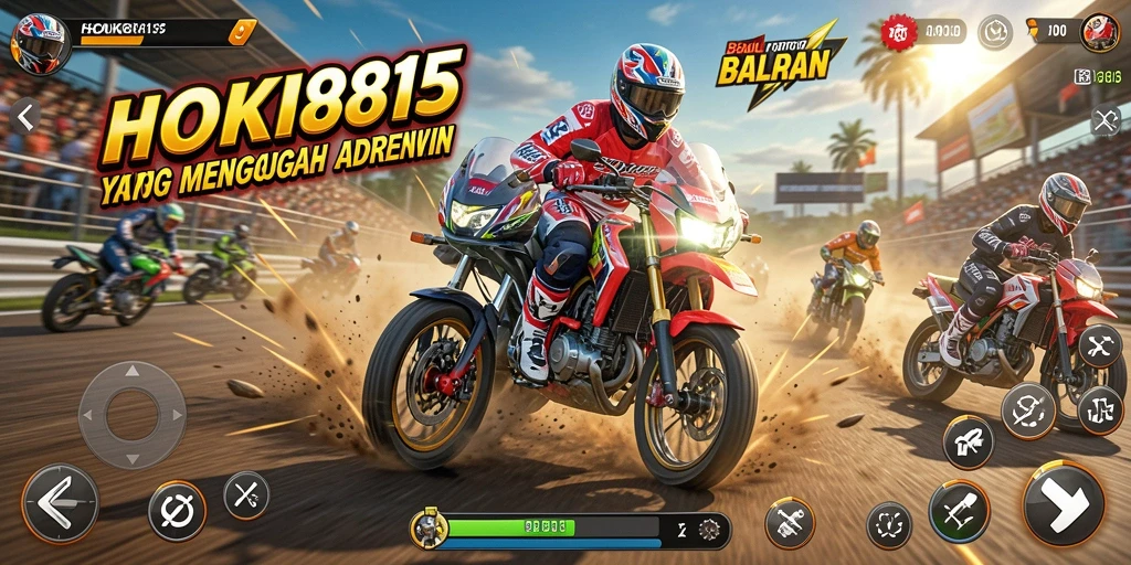 Tampilan gameplay HOKI8815 yang menegangkan saat balapan motor.
