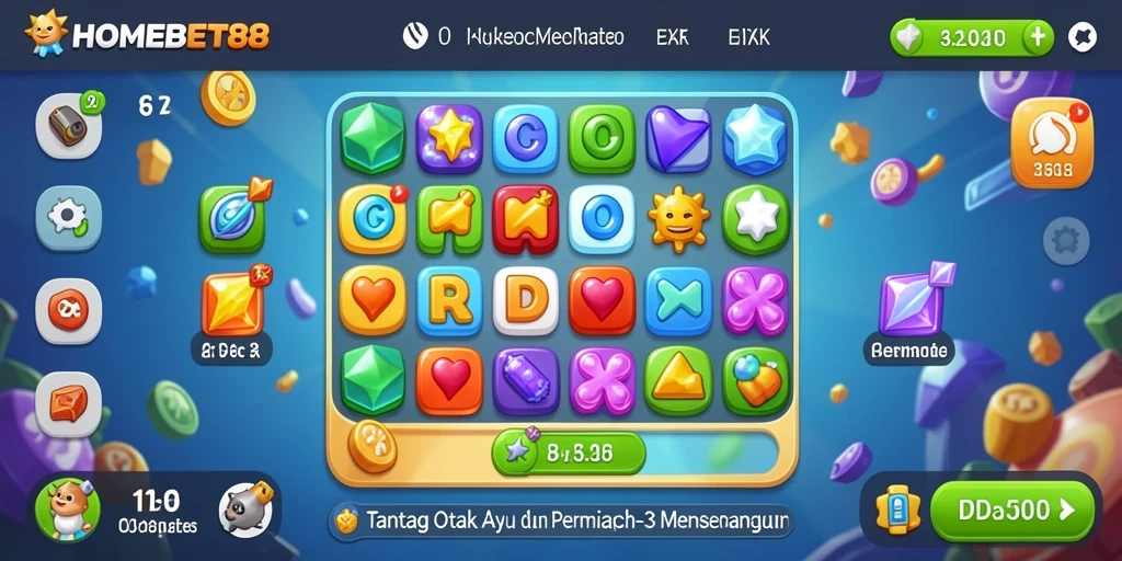 Screenshot gameplay <strong>HOMEBET88</strong> menunjukkan tantangan seru dalam level Match-3.