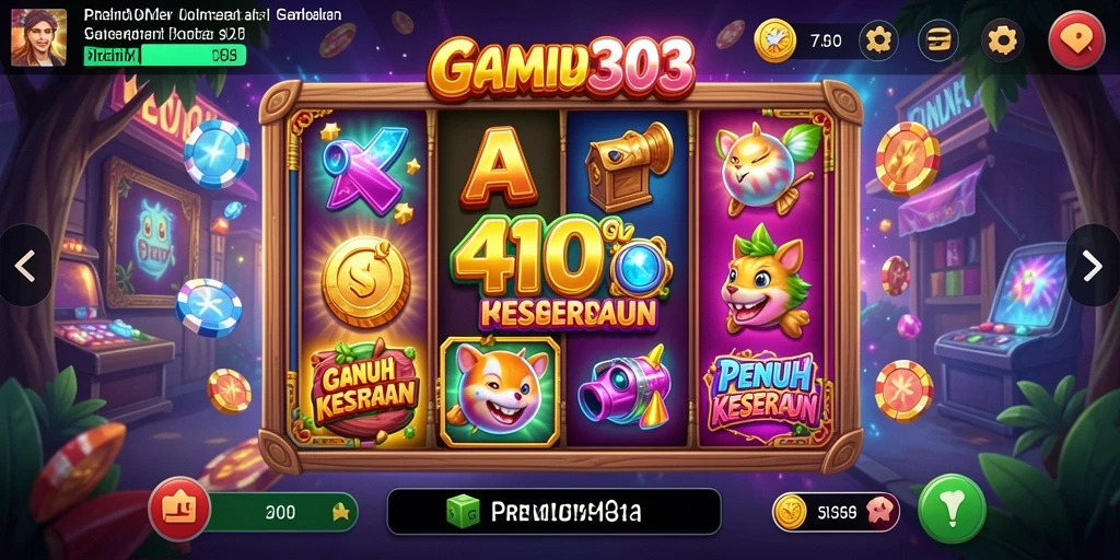 Tangkapan layar gameplay <strong>PREMIUM303</strong> dengan gulungan slot berputar.