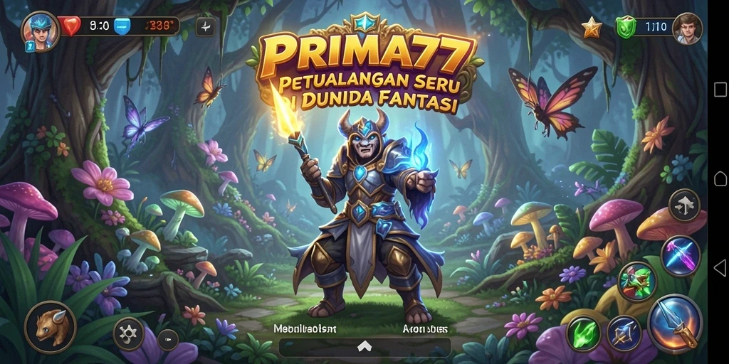 Tampilan gameplay seru dan menantang di PRIMA77 dengan karakter yang unik.