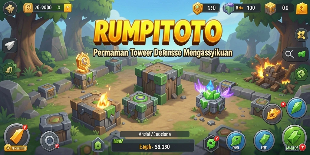 Screenshot RUMPITOTO menunjukkan momen intens pertahanan di Tower Defense.