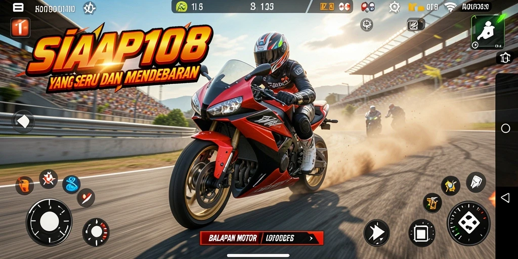 Gameplay seru dengan motor racing yang cepat dan menantang.