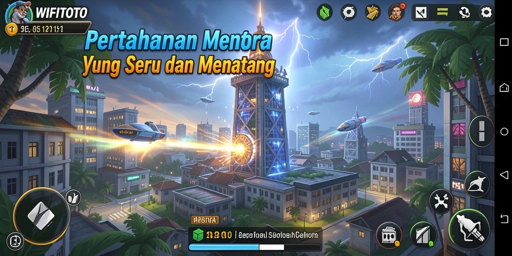 Tampilan gameplay menarik dari WIFITOTO yang menunjukkan strategi pertahanan menara.
